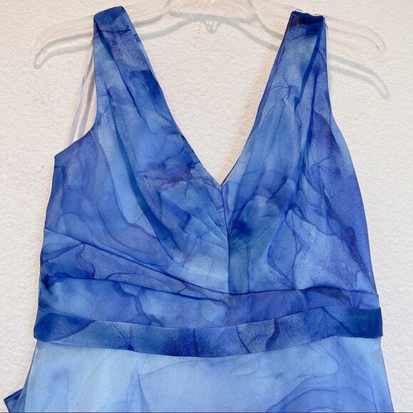 Marchesa Notte V-Neck Printed Organza Gown - Picture 8 of 11